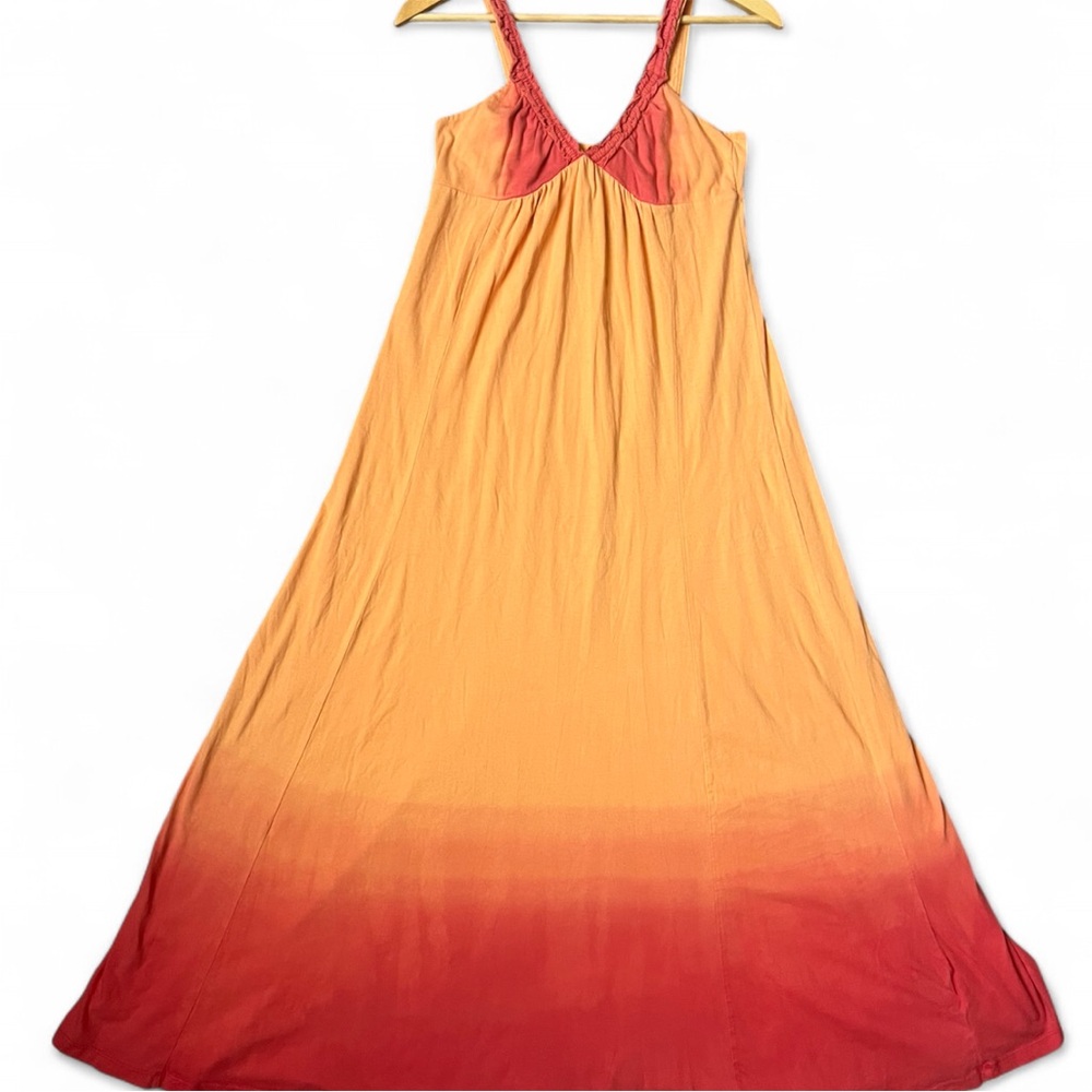 Old Navy Sunset Ombre Dip Dyed Maxi Dress W/ Ruffle Spaghetti Straps. S. - Picture 8 of 11